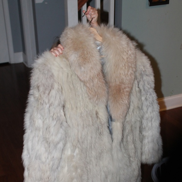 White Fox Fur Coat Size XL REAL FOX!